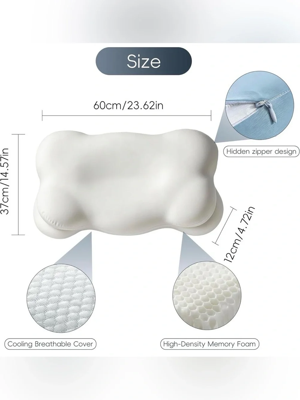 Mellow Sleep Contour Memory Foam Neck Cloud Pillow for Neck Support - White